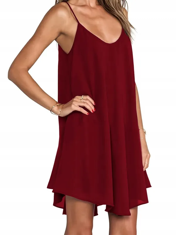 Pure Color V-Neck Asymmetric Hem Plus Size Knit Spaghetti Strap Maxi Dress Soft Comfort Effortless Chic Casual All Season Lightweight Solid Flowy Sleeveless Long Dress For Curvy Women