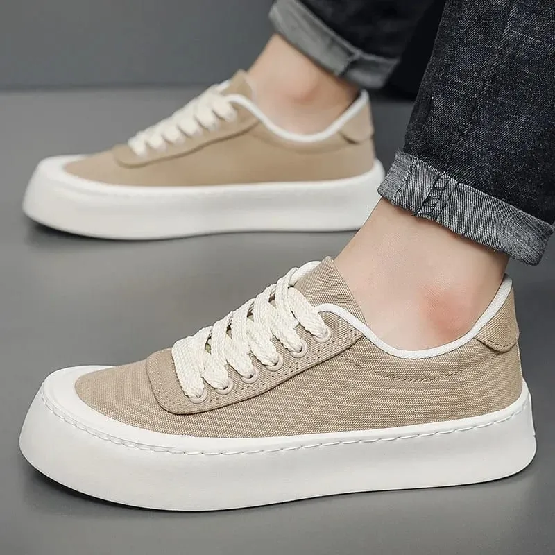 2026 Bagong Fashion Kumportableng Breathable Man Shoes Panlalaking Canvas Sneakers Panlabas na Makapal Sole Casual Board Shoes para sa Lalaki