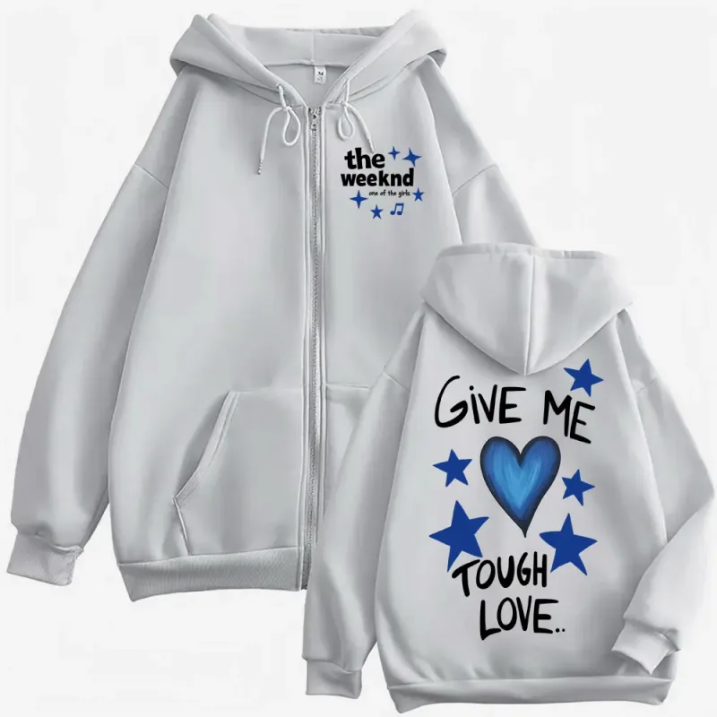 The Weeknd "een van de meisjes" Zip Up Hoodies Mannen Vrouwen Mode Hip Hop Jas Sweatshirt Jassen Casual Oversized Rits Truien