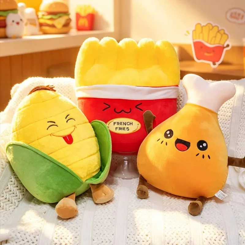Corn Fries Chicken Leg Throw Pillow Simulation Food Plush Sofa Cushion Adorably Room Decor Toy Accompany Sleep Toy Creative Gift