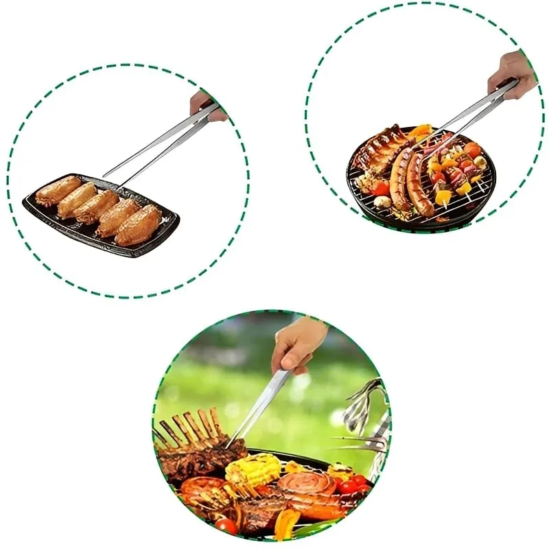 Stainless Steel Multifunction Barbecue Tongs Food Clip BBQ Kitchen Gadgets Cooking Tweezers Buffet Tool CFQJ006