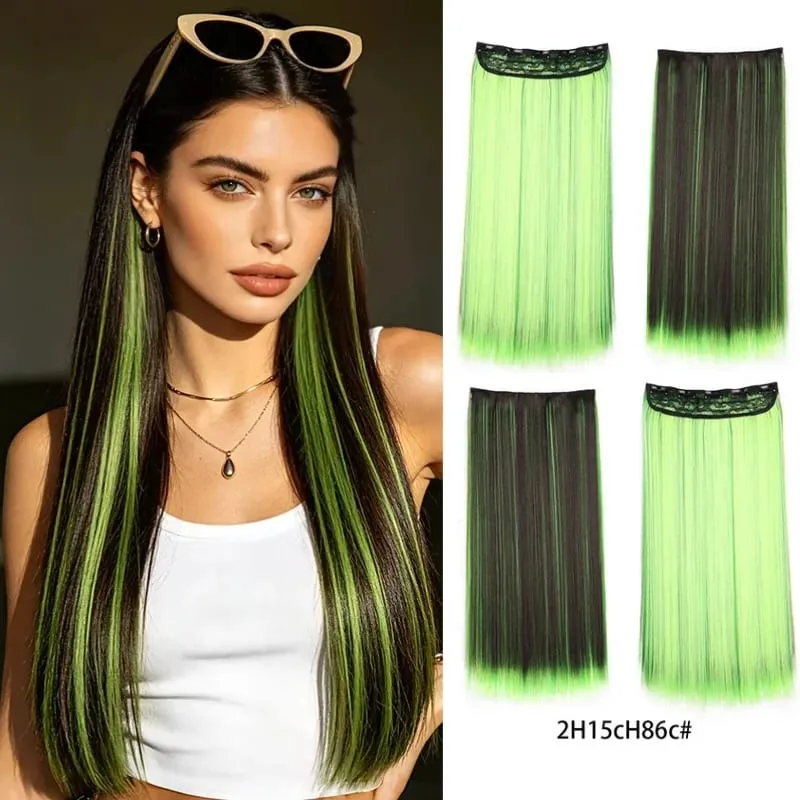Synthetic 24Inch Long Straihgt Hair Extension Heat-Resistant Fiber Hair Cosplay Hairpieces for Women halloween wig