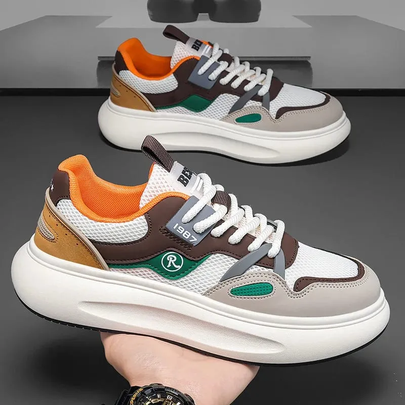 Free Shipping Sports Mens Shoes Height Increasing Thick Sole Vulcanized Sneakers Fashion Casual Lace Up Anti SlipOutdoor Walking