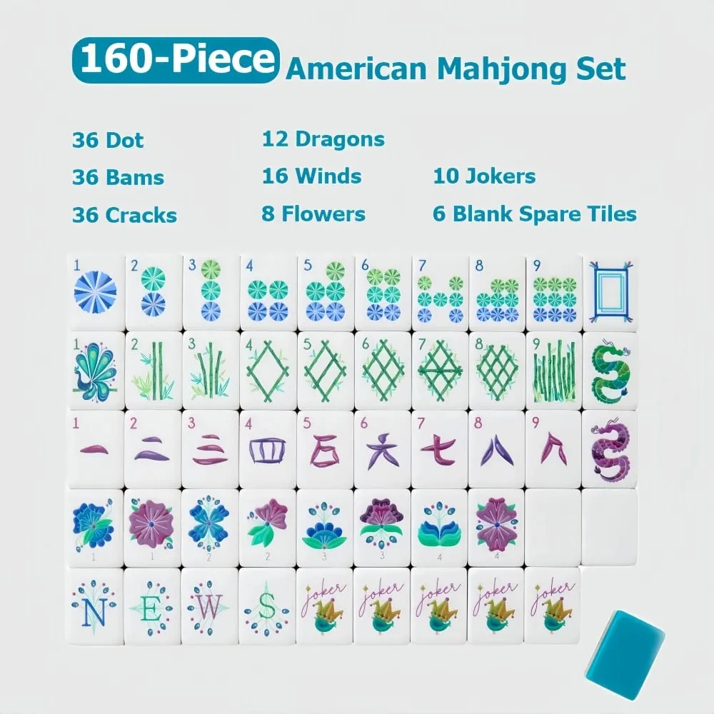 In Stock Hot American Mahjong Set 160 Tiles 4-Layer Acrylic Mah Jongg Sets Portable Travel Mahjong Game Tiles Adult Indoor Games