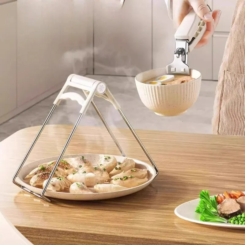 Heat Resistant Bowl Tongs Kitchen Utensils Steamer Stainless Steel Plate Elevator Cooking Safety Clamp Tool