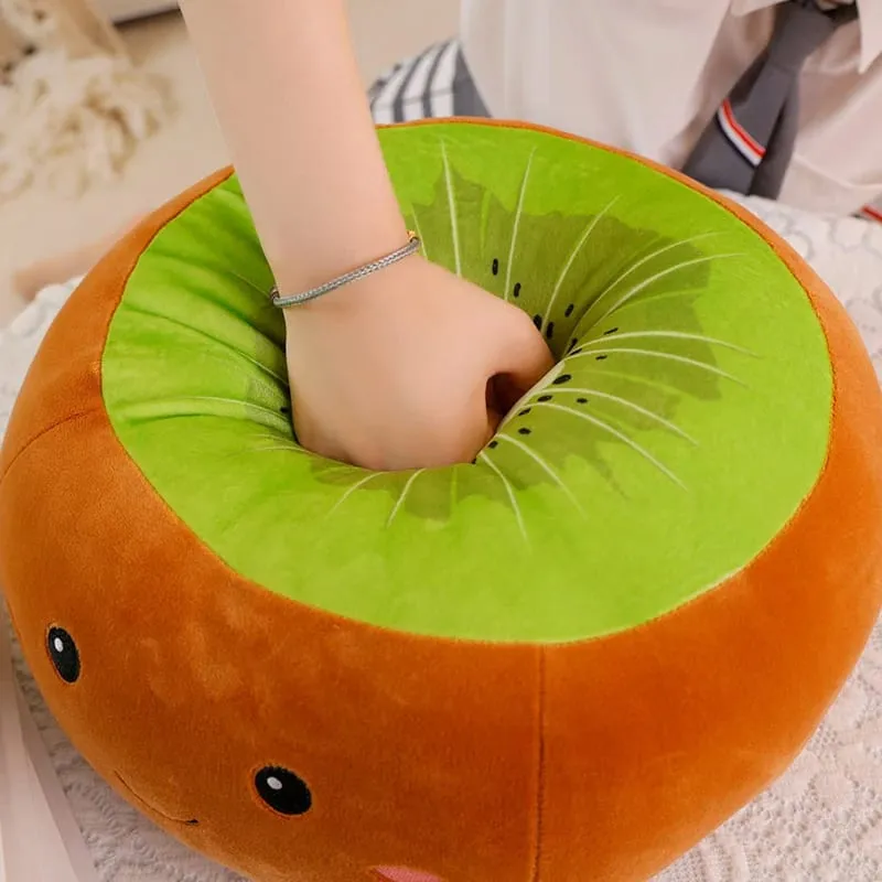 ZU 超柔軟毛絨枕頭可愛水果獼猴桃蘋果橙子和蔬菜豌豆辣椒毛絨玩具沙發家居裝飾女孩墊