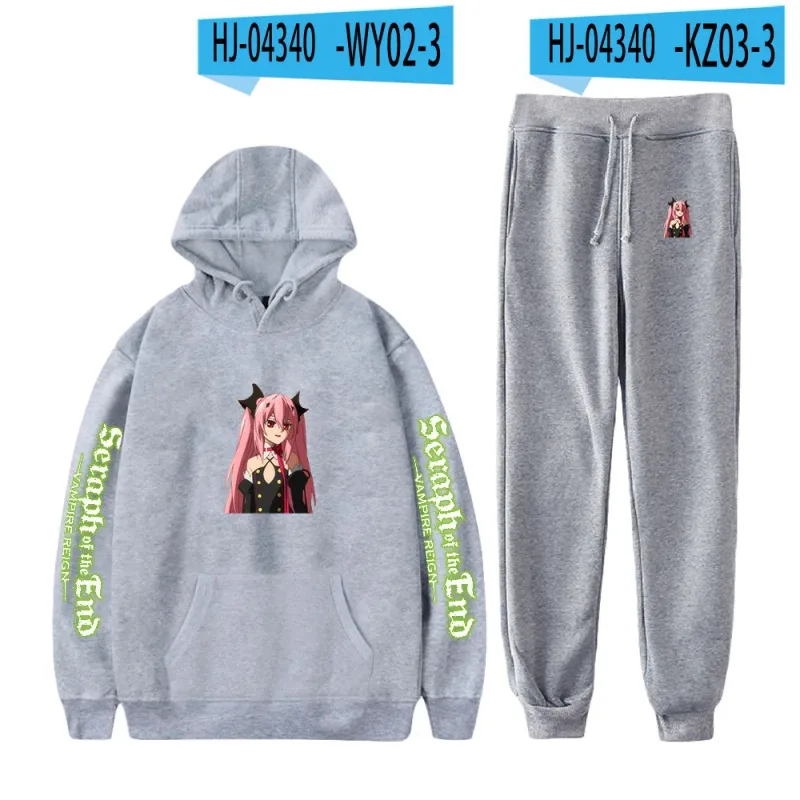 Harajuku confortable Seraph de la fin imprimé sweat-shirt pantalons de survêtement costume à capuche + pantalon costume garçons/filles 2 pièces ensemble vêtements