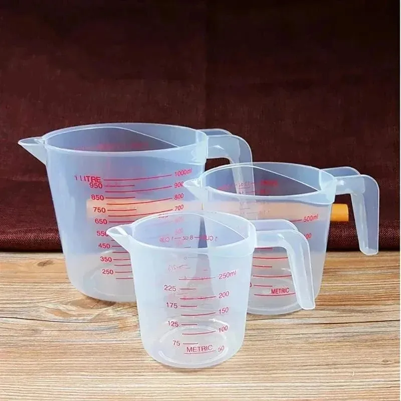 Kusina Food Grade 0.25L 0.5L 1L Plastic Tip Mouth Pot Ibuhos ang Spout Clear Measuring Cup Household Baking Scale Cup Tool sa Kusina