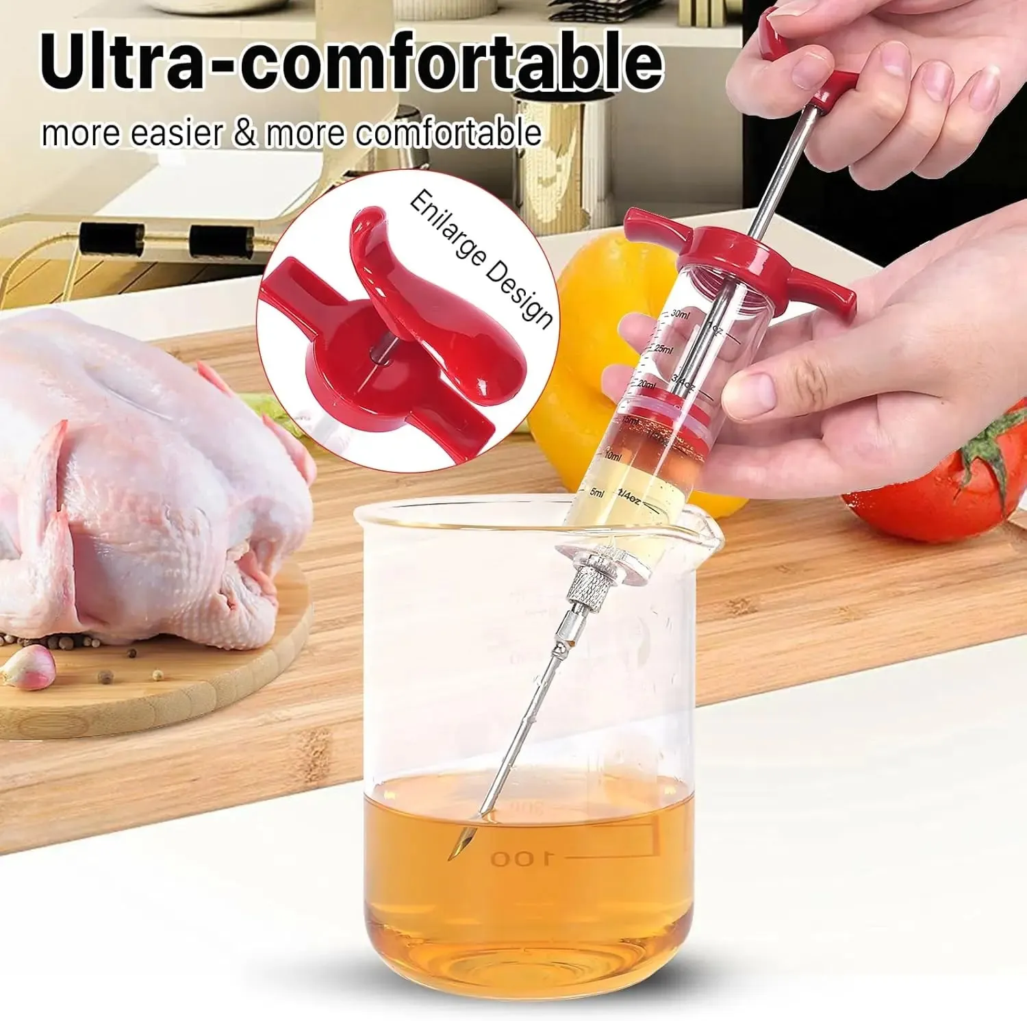 Turkey Baster for Cooking & Kitchen Meat Injector Syringe for Hot Liquid Food Grade Baster Thanksgiving Christmas Essential Tool