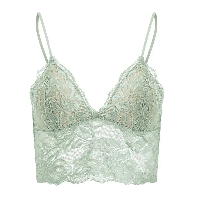 Women's French Thin Lace Wireless Set Strapless Triangle Cup Slim Invisible Bra Perfect for Big Bust To Look Smaller Daily S-xl