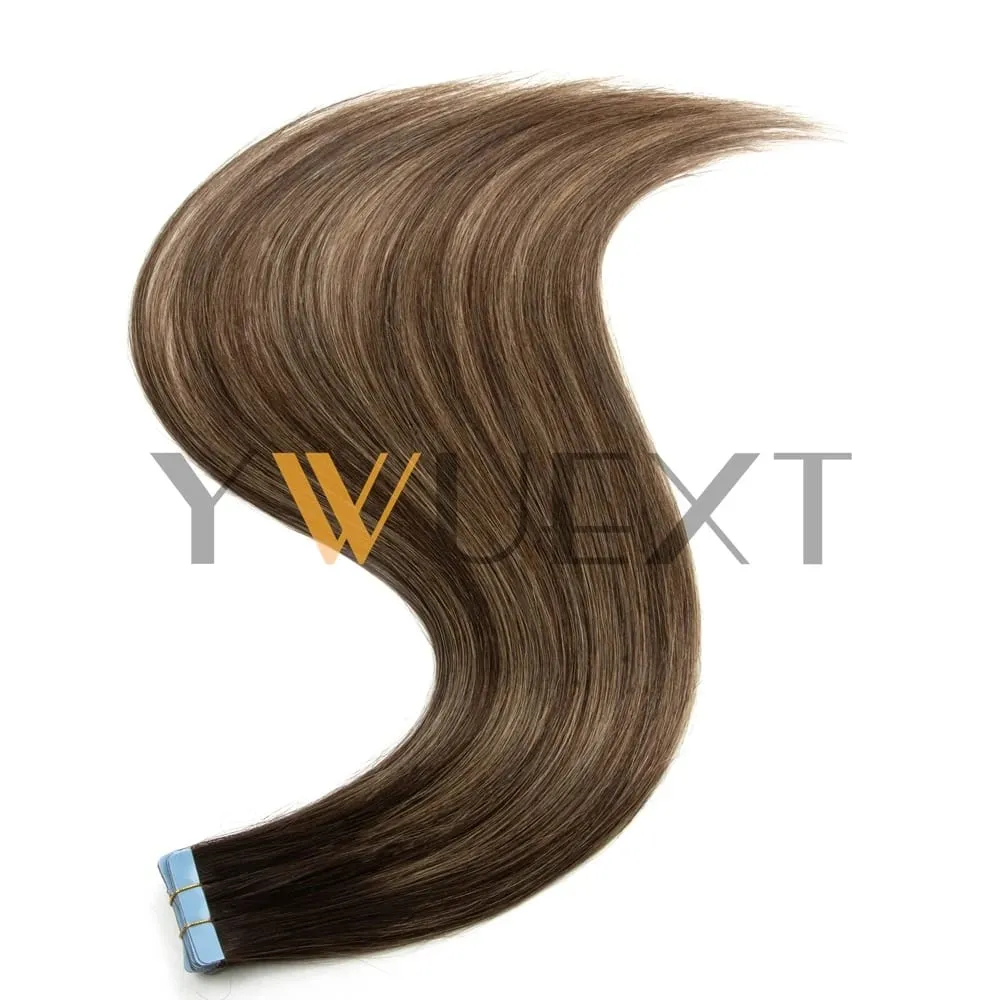 Real Human Hair Tape in Extensions 16'' 20'' Natural Straight High Light Seamless Tape Hair 20pcs On Double Sided Tape 30g/pack