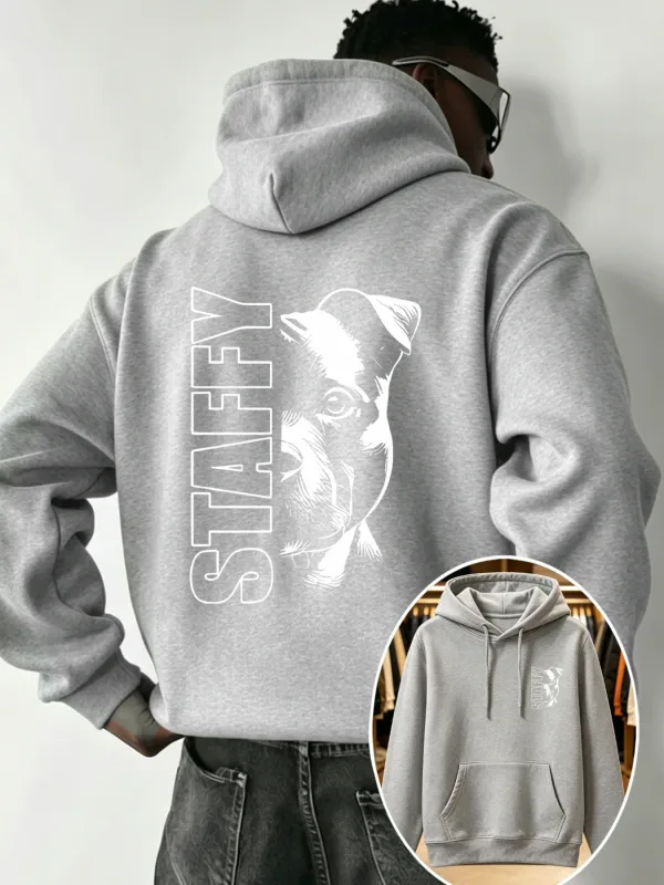 Sport Hooded Sweatshirt Men Staffy Staffordshire Bull Terrier Dog Graphic Pullover AutumnWinter Casual Streetwear Long Sleeve.
