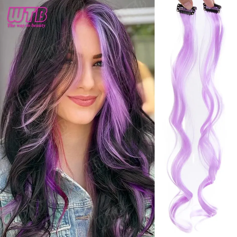 2 Pcs Synthetic Wig BB Clip Style Color Curling Hair Extension Wig Suitable for Women's Daily Wear Holidays and Parties