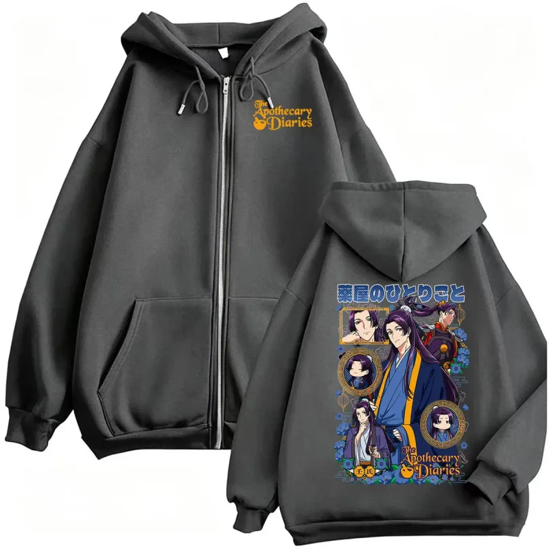 Anime The Apothecary Diaries Jinshi y Maomao Manga con cremallera sudaderas con capucha hombres mujeres Vintage moda Linda Kawaii sudadera chaqueta abrigo
