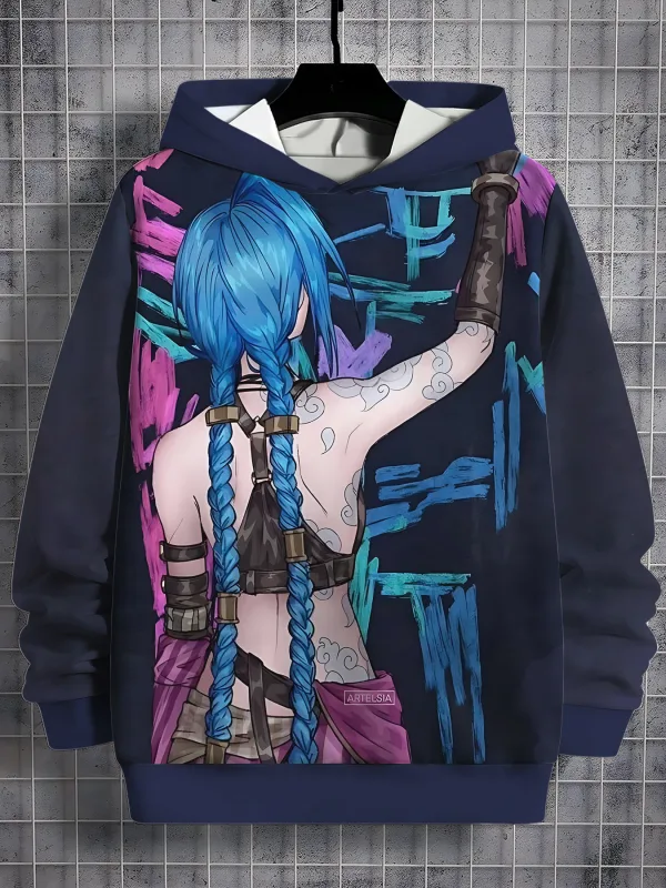 2026 Arcane Jinx Anime 3D Print All Seasons Children Casual Sweatshirt Cool Pullover Tops Unisex Clothes Boy Hoodies Clothes