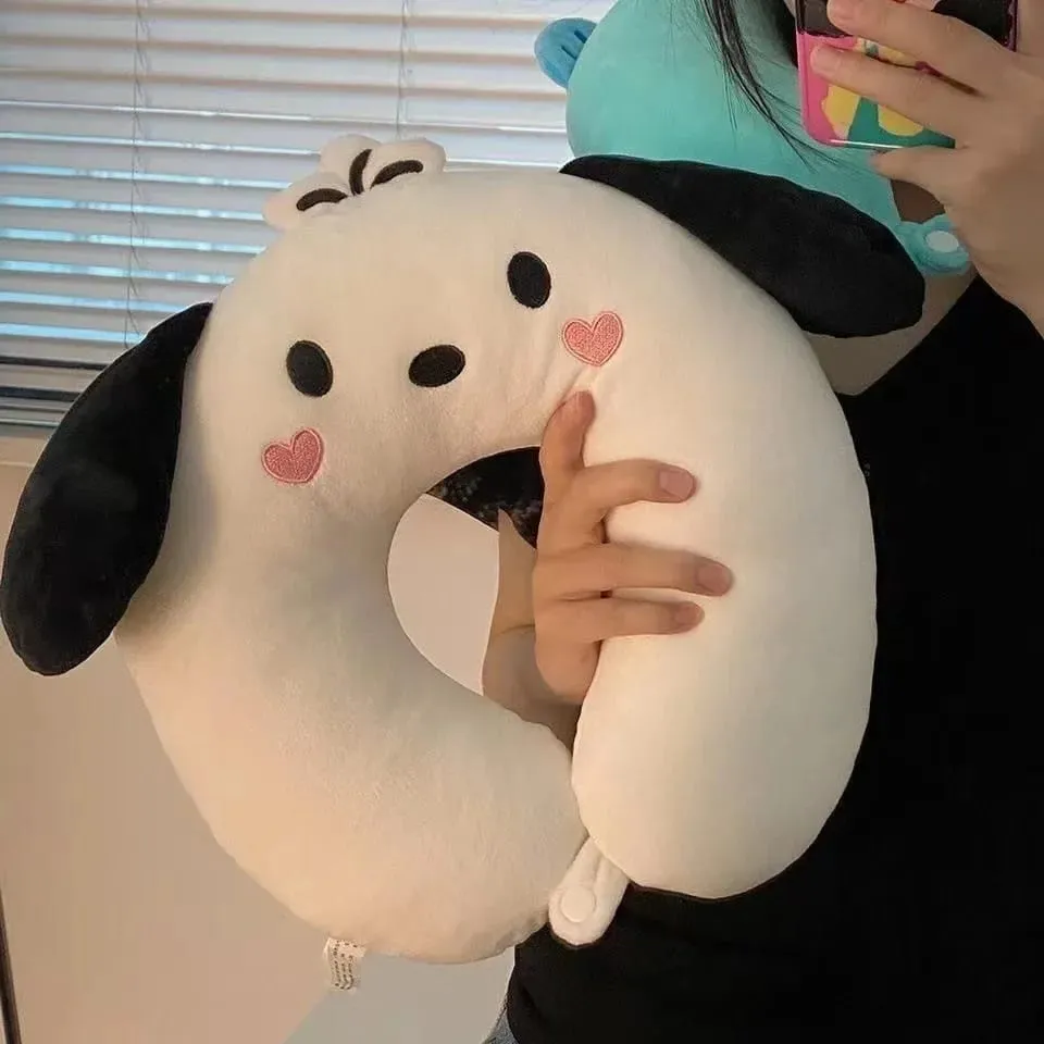Sanrio Leuke U-vormige Nekkussen Hello Kitty Purin Pochacco Draagbare Dutje Kussen Perfect voor Neksteun Kuromi Knuffel