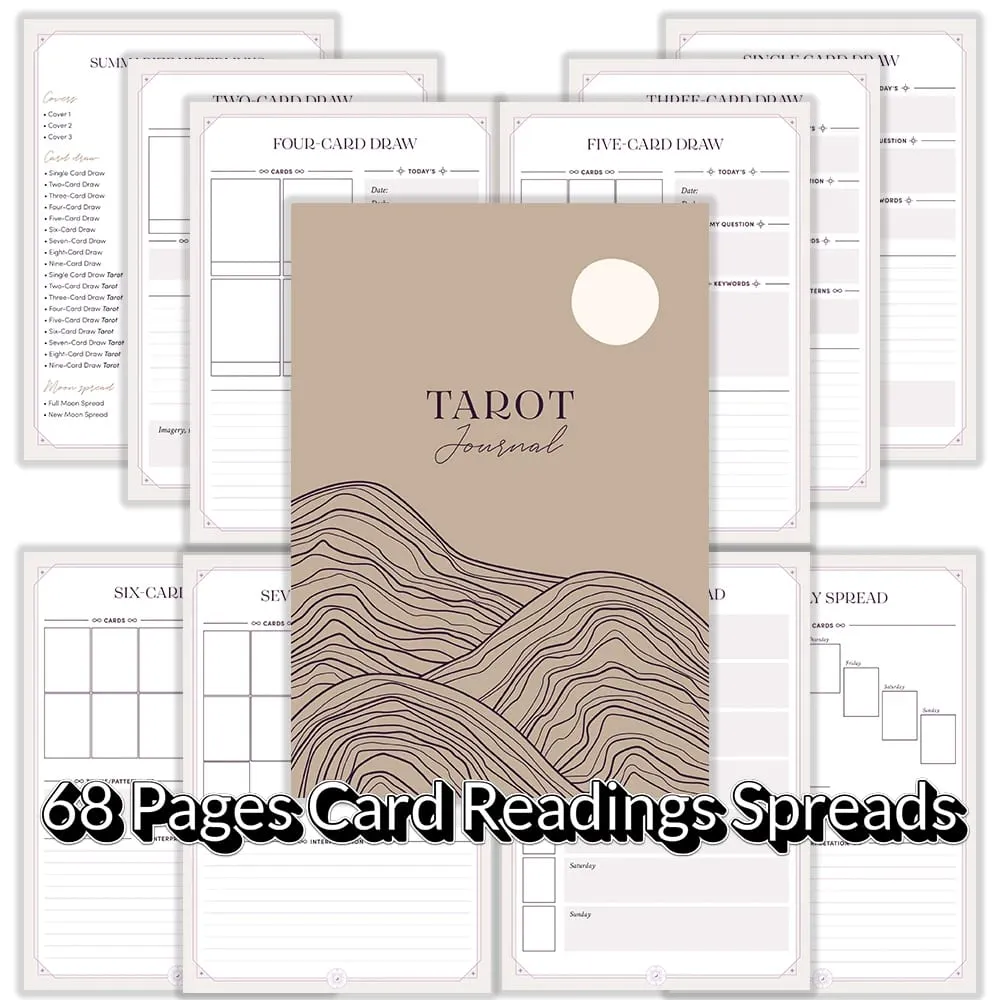 Tarot Journal 68 Pages Card Readings Spreads Major Arcana Cards Study Sheet Tarot Reading Mental Healing Decision-Making Astrolo