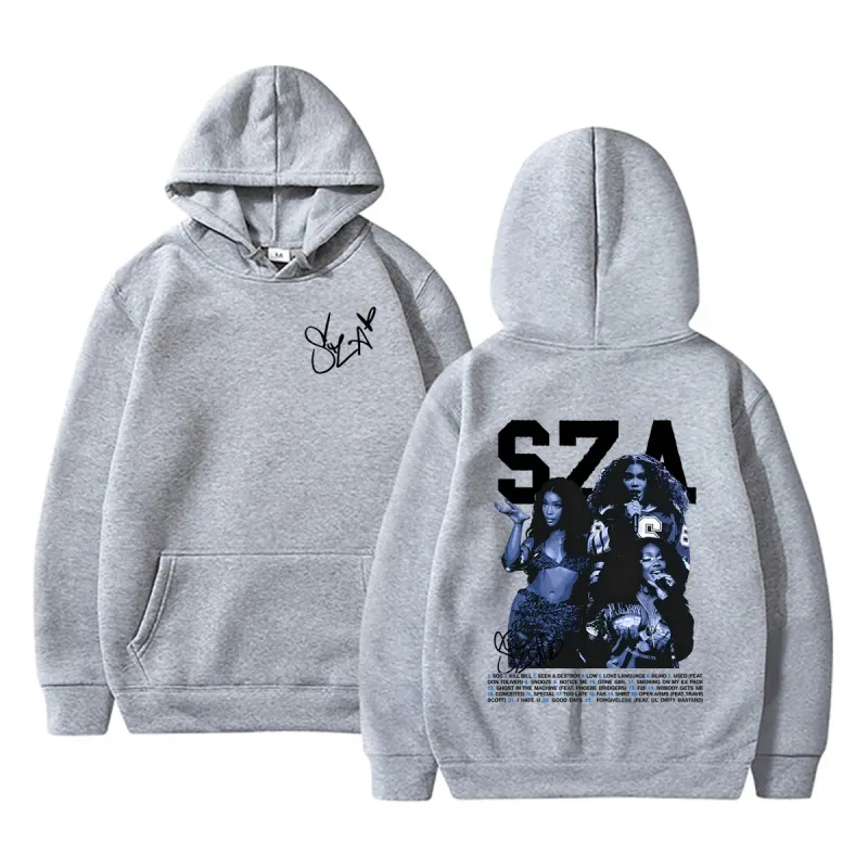Hot Rapper SZA SOS Graphic Hoodie Men Women Hip Hop Fashion Oversized Hooded Sweatshirt Unisex Vintage Casual Pullover Hoodies