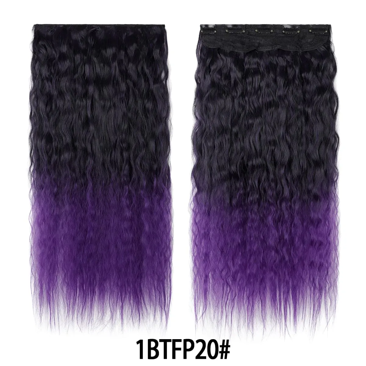 Jeedou Clip in Hair Extension Kinky Curly Hair One Piece 5Clips Blue Rainbow Color Cosplay Props Synthetic Hairpieces For Girls