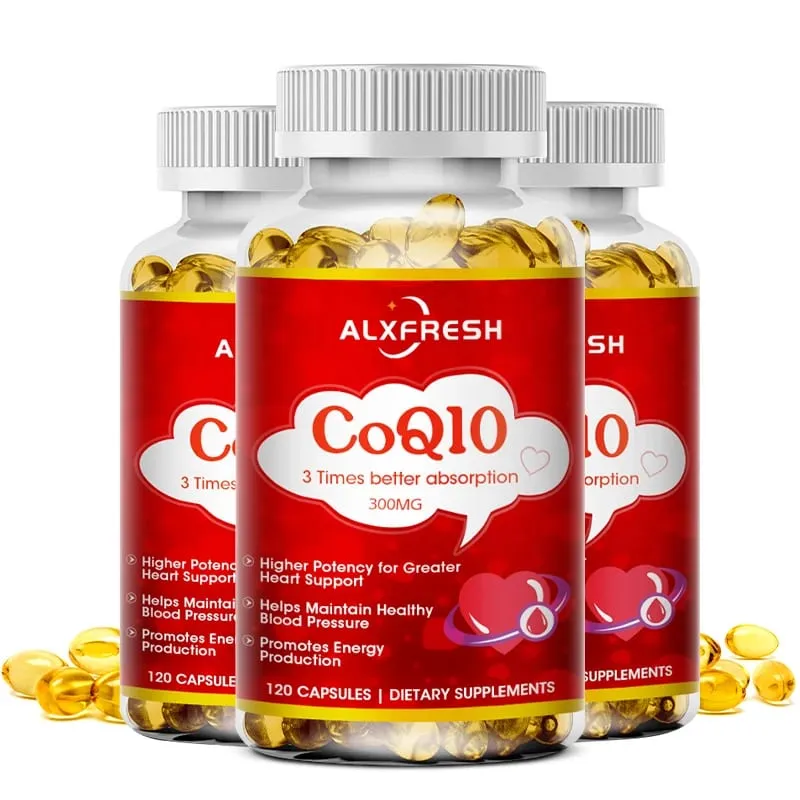 Alxfresh CoQ10 300mg- 3x Absorption | 120/60 serving | Coenzyme Q-10 | Non-GMO Gluten Free Vegan | Dietery Vitamins Suppelment