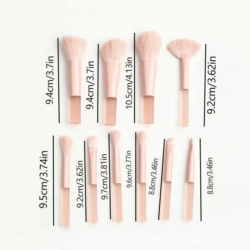 Set di pennelli per trucco da viaggio da 10 pezzi Mini pennelli per trucco da viaggio Ombretto piccolo Pennello per fondotinta Rossetto per ombretti Contorno Blush