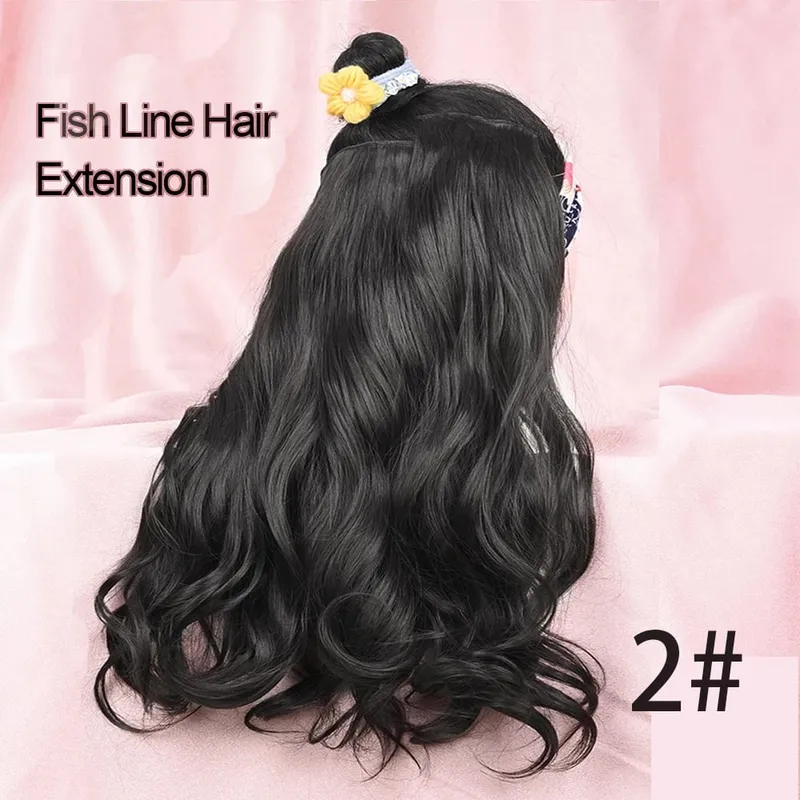 Silike 180g Fish Line Synthetic Wavy Clips in One Piece Hair Extensions 24 inch 17 Colors Heat Resistant Hair Extension