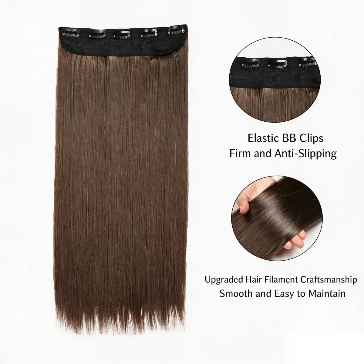 Synthetic 5Clip In Hair Extensions Long Straight Hairstyle Hairpiece Black Brown Blonde 24/32/40INCH Natural Fake Hair For Women