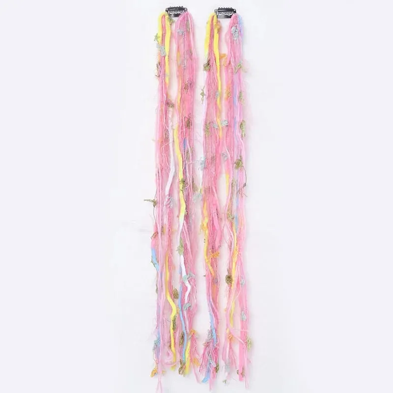 Clip In Dreadlock Hair Extensions Bohemian Frayed Wispy Thin Synthetic Boho Braids For Women Daily Rave Party Hairstyle