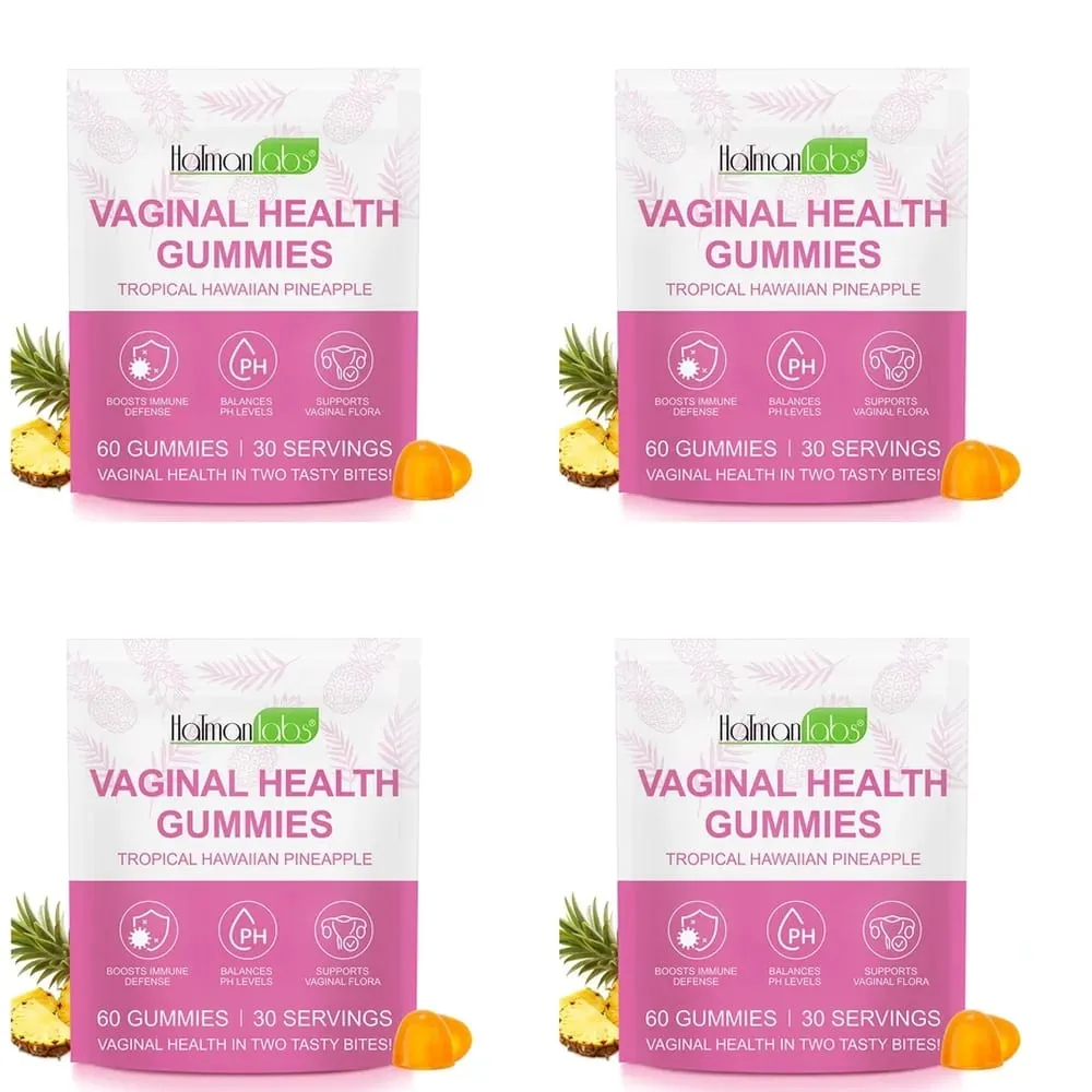 HalmanLabs Vaginal Health Gummies Probiotic Vitamin C Balance PH Levels Support Flora Immune Defense 60 Count Pineapple Women
