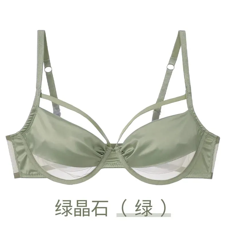 Set Pakaian Dalam Pelangsingan Cawan Nipis Baharu Wanita Lembut Underwire Tekan Ke Atas Kesan Meminimumkan Mengumpul Bonjolan Sebelah Anti Kendur Lembut — image 7