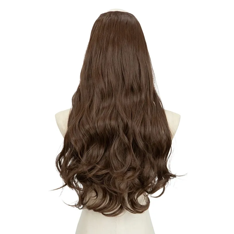 Extension de cheveux synthétiques à Clip en U de qualité supérieure, postiche longue, épaisse et bouclée, Blonde naturelle, faux cheveux résistants à la chaleur pour femmes