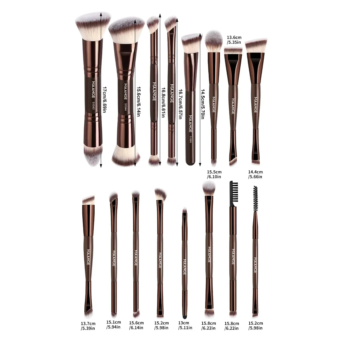 16pcs Face Brushes Set Foundation Blush Concealer Eye Shadow Brushes Multi-Purpose Brush Set Kabuki Brush Festival Gift — image 2