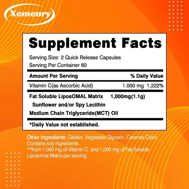 Vitamin C Capsules 1000mg - Immune System and Collagen Booster Skin Health Antioxidant Supplements