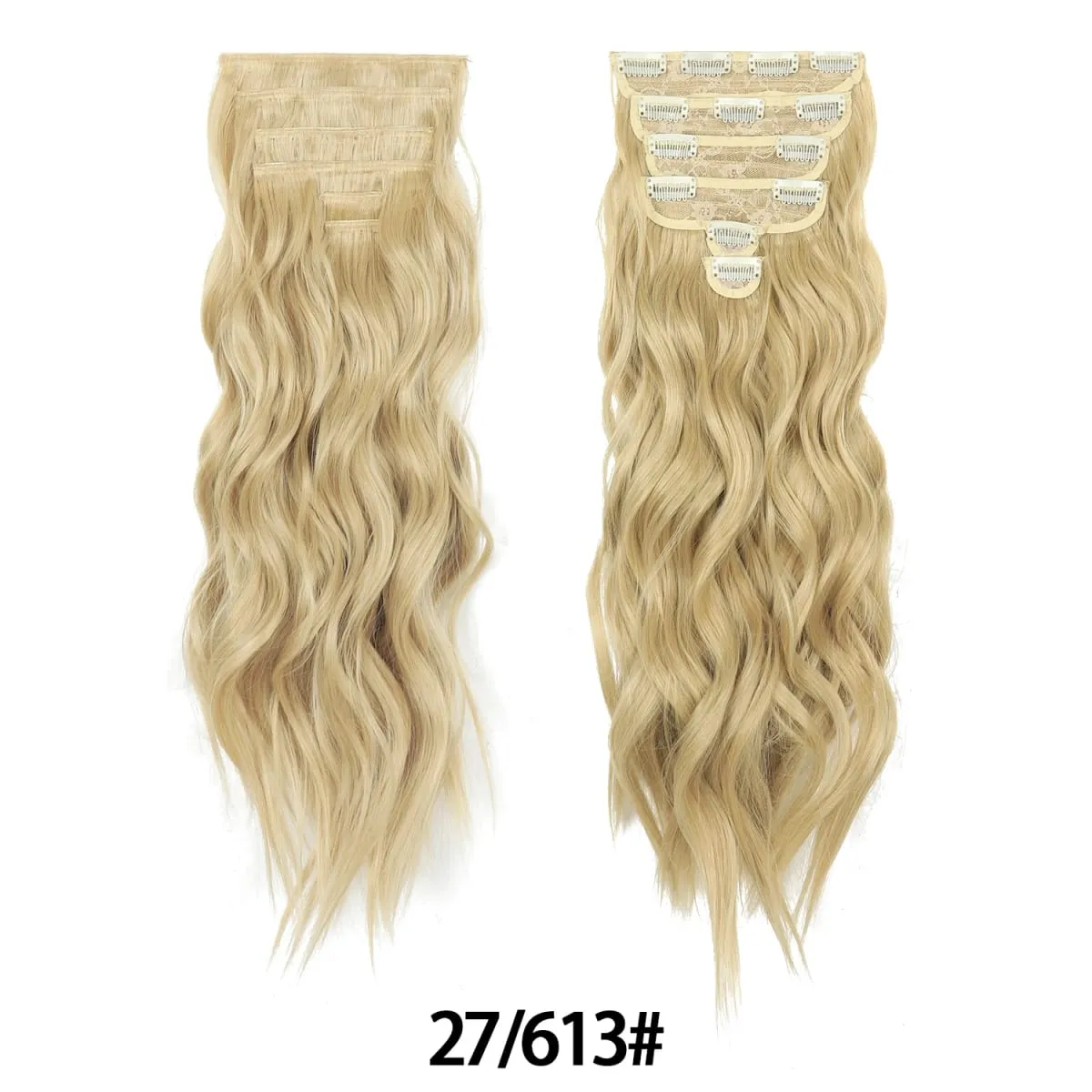 Clip in Hair Extensions 6PCS Thick Synthetic Hair Long Beach Waves hair Invisible Lace Weft Natural Soft Hairpieces for Women