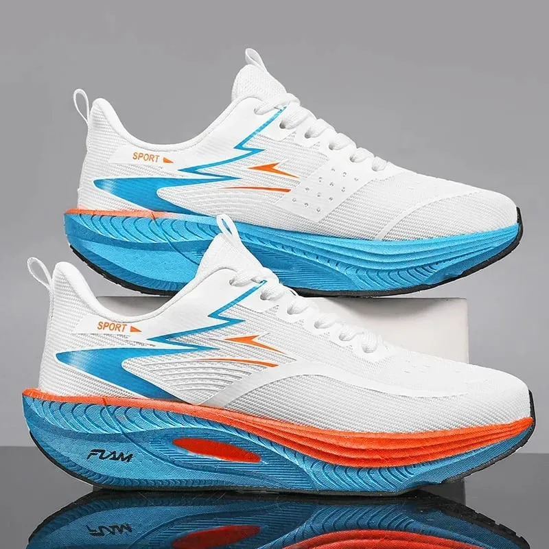 Men Running Shoes Carbon Plate Cushioned Anti Slip Breathable Mesh Athletic Sneakers for Women Marathon Training Tennis Sports