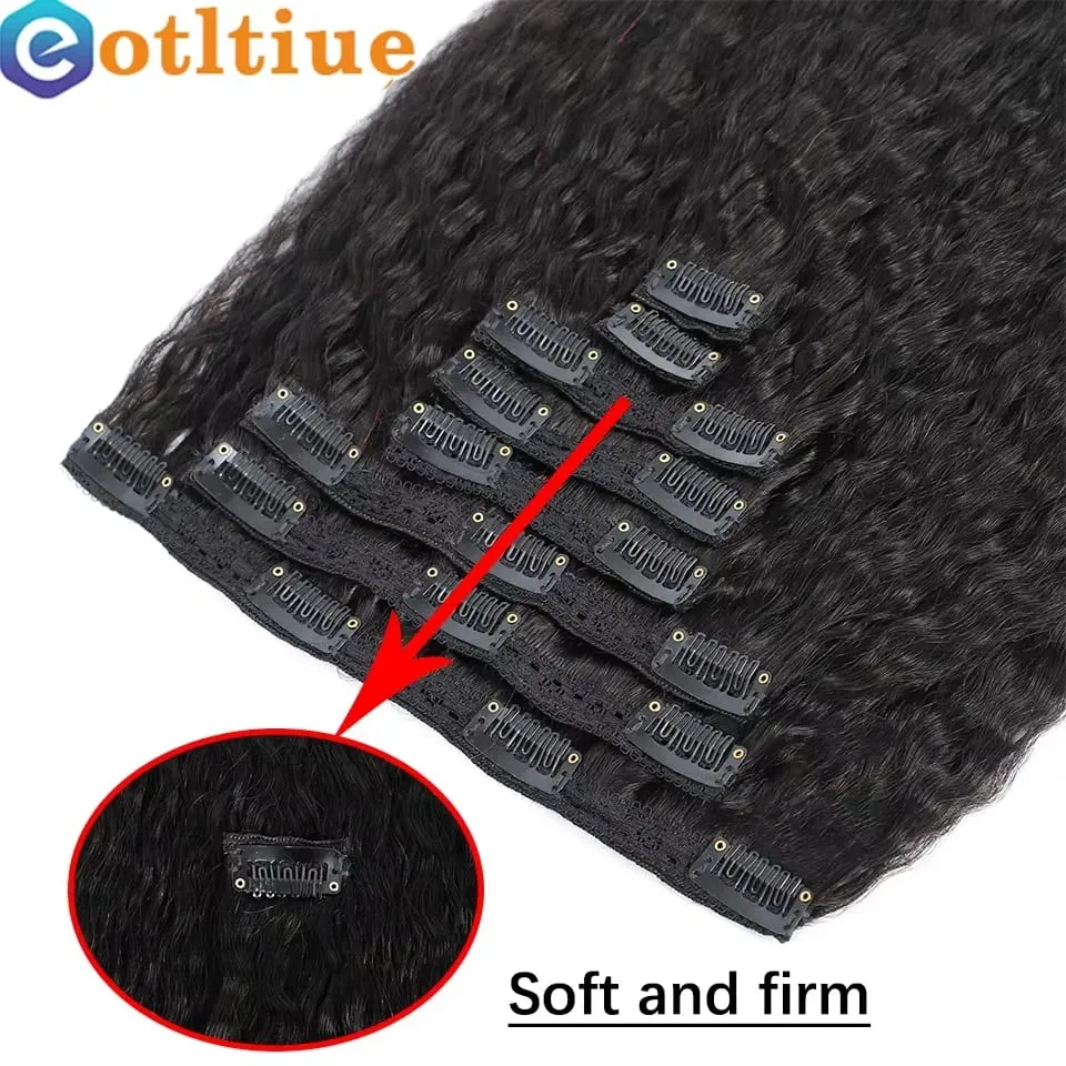 Kinky Straight Clips In Human Hair Extensions Natural Color In Brazilian Remy Human Hair 120G 8Pcs/Set Full Head For Women Natural Color Invisible Wefe Remy Clip Ins Yaki Human Hair Wholesale Burmese Clip in Hair Extensions
