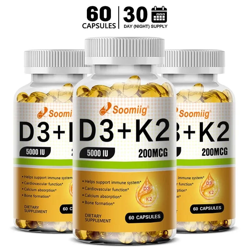 Vitamin D3 K2 - Vitamin D3 5000 Iu & K2 As MK-7 200 Mcg - with Magnesium Zinc Immune & Mood Support for Bone & Teeth Health