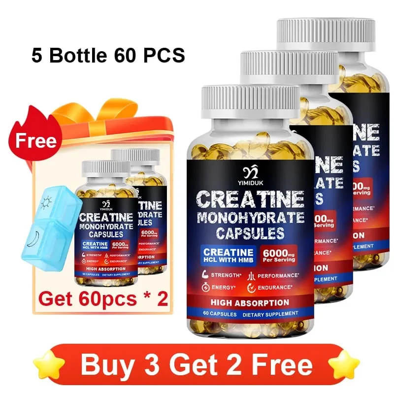 High Absorption Creatine Capsules with Mixed Creatine Vitamin E Boost Muscle Growth Extend Workout Accelerate Recovery
