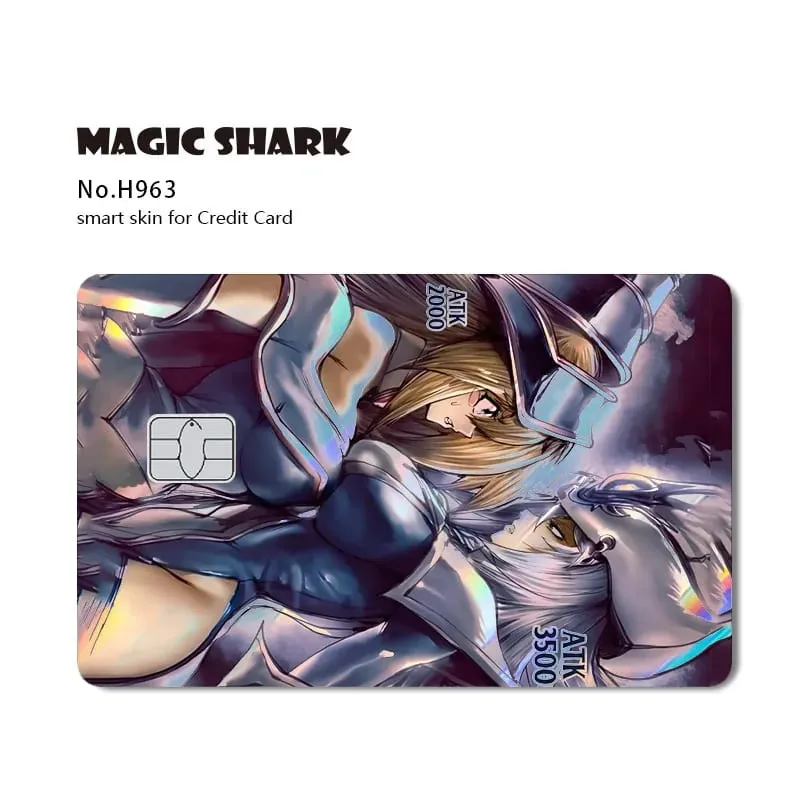 Magic Shark Yo-gi-oh Blue Eyes Dragon Game Shinny Holographic Laser Debit Credit Card Sticker Film Skin Front Cover