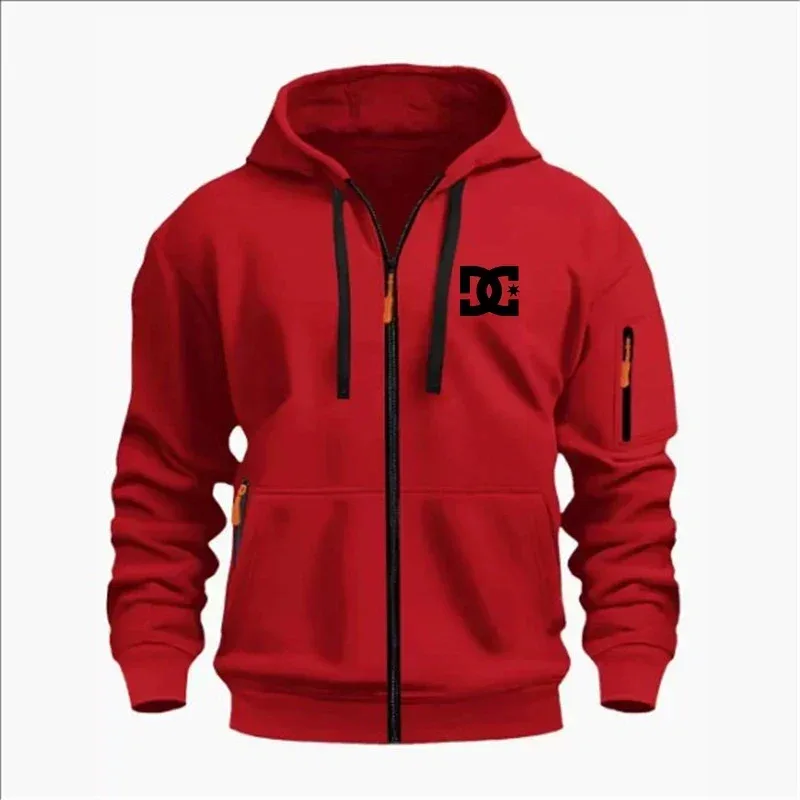 Spring and Autumn Men's Casual Sports Hoodie Fashionable Arm Pocket Drawstring Hoodie Men's Loose Long-sleeved Shirt Pullover