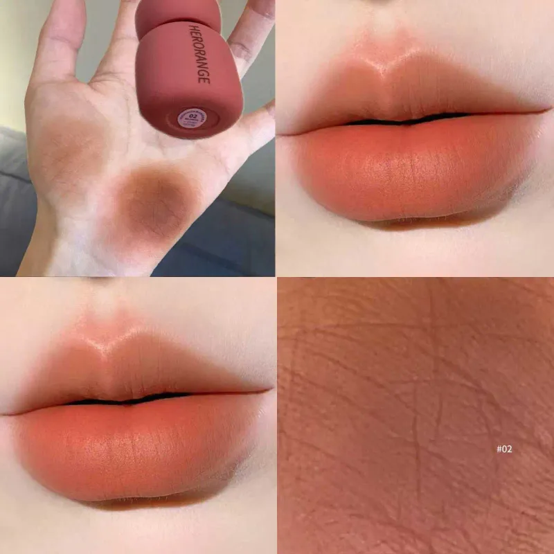 Herorange veludo fosco labial lama rico pigmento sem transferência de longa duração suave não seco ilumina a pele uso diário