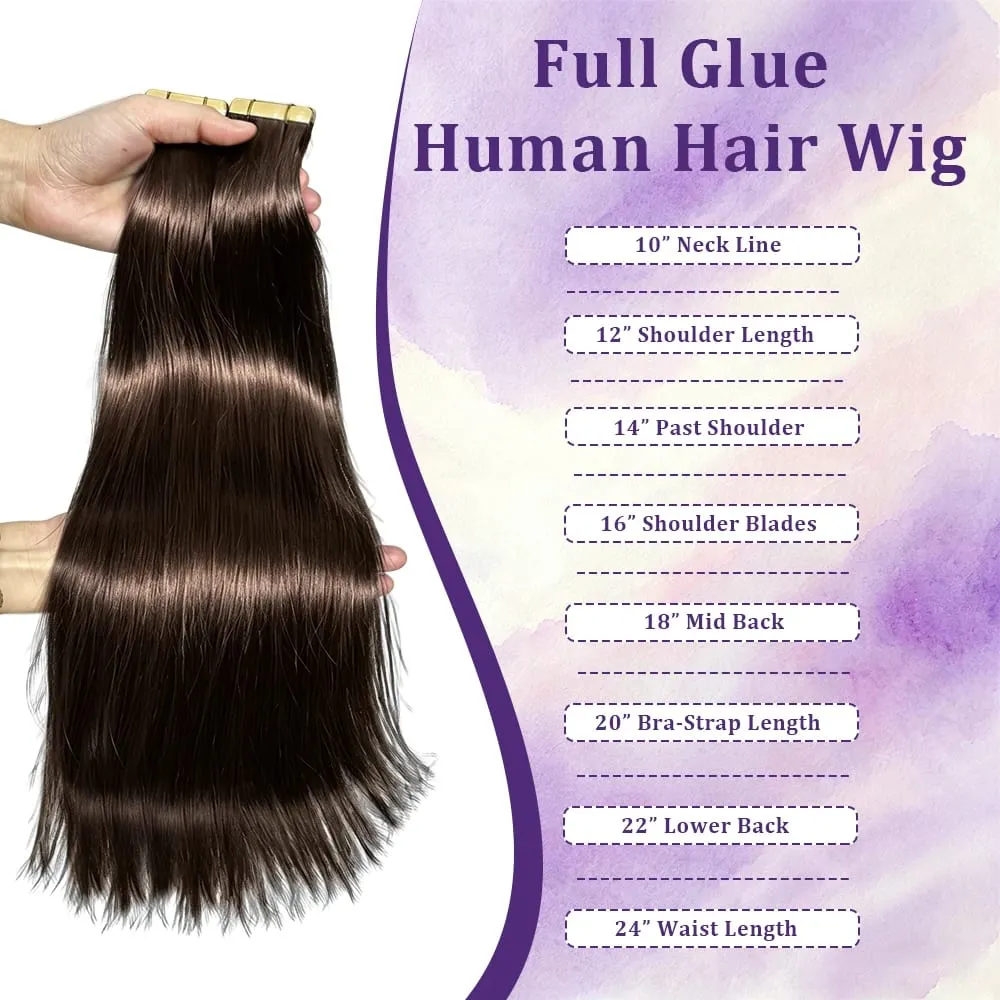 16-22 Inch Tape in Hair Extensions Human Hair Seamless Invisible Remy Hair Extensions Tape ins for Women Brazilian Dark Brown 21Pcs 50g 100% Human Hair