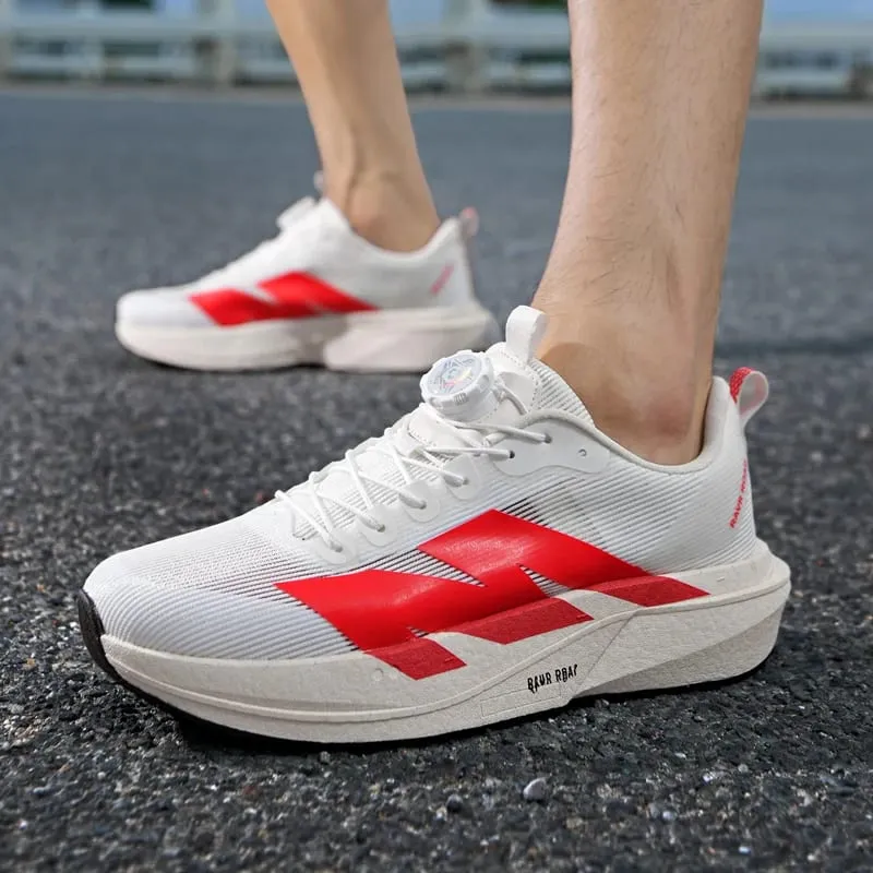 New Men's Carbon Plate Sneakers Outdoor Soft Sole Air Cushion Mesh Sports Running Shoes Light Nonskid Casual Couple Tennis Shoes