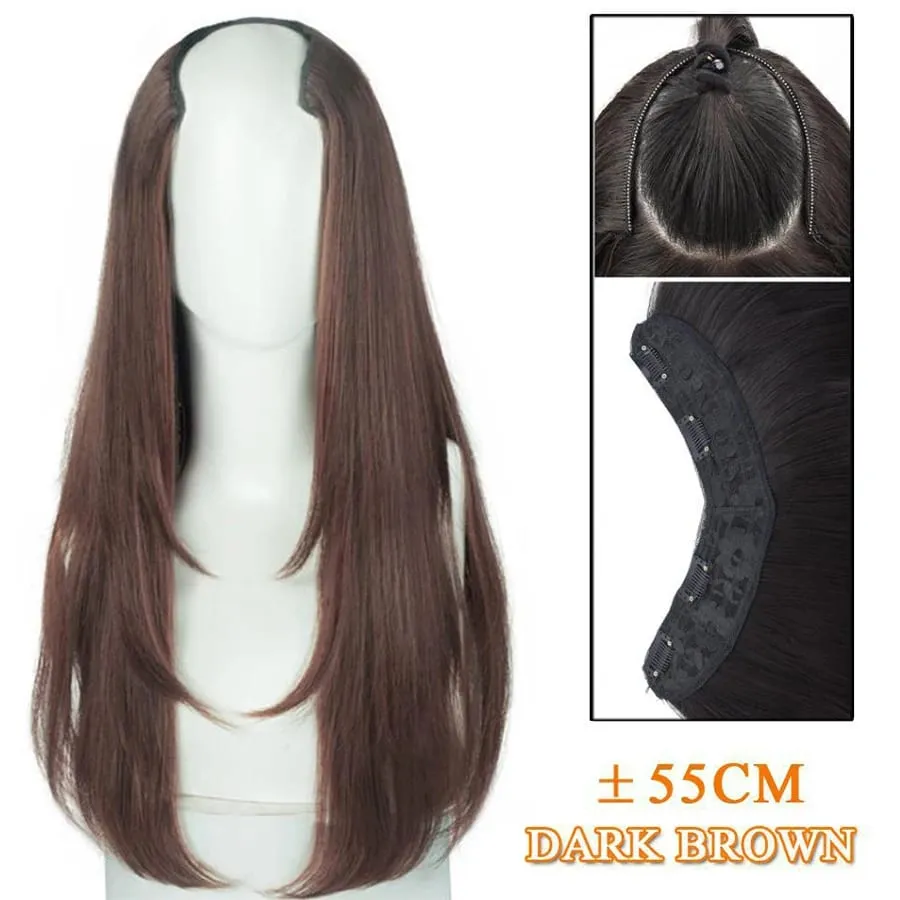 Synthetic Wig Women's Traceless Invisible U-shaped Long Straight Hair Natural Extension Wig for Daily Party Halloween Christmas