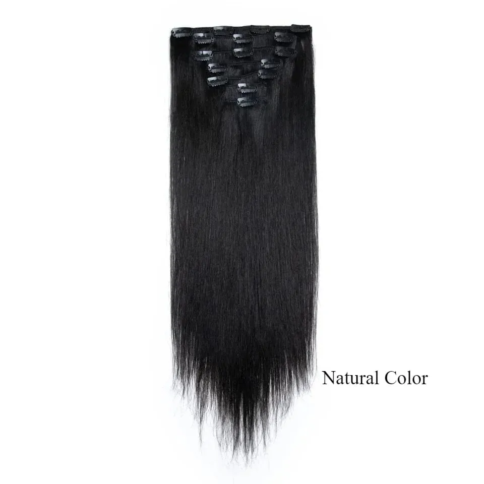 Rebecca Clip In Hair Extensions Human Hair Straight Clip In Blonde P6/613 P8/613 P27/613 P4/27 Color Clip Ins Remy Hair 7Pcs Set