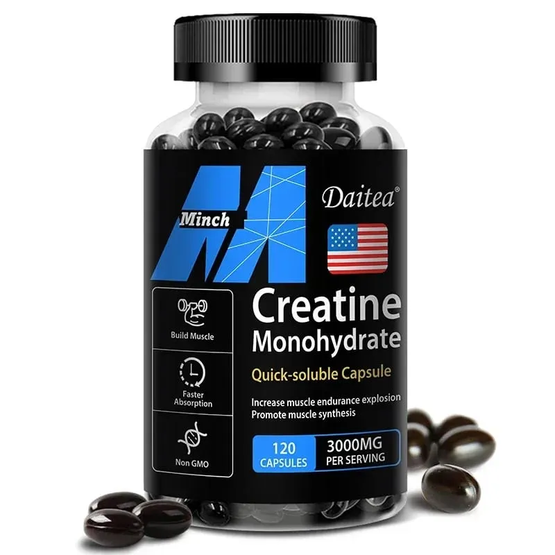 Creatine Monohydrate 3 000 Mg - Improves Energy and Endurance Increases Muscle Mass and Athletic Performance 120 Capsules