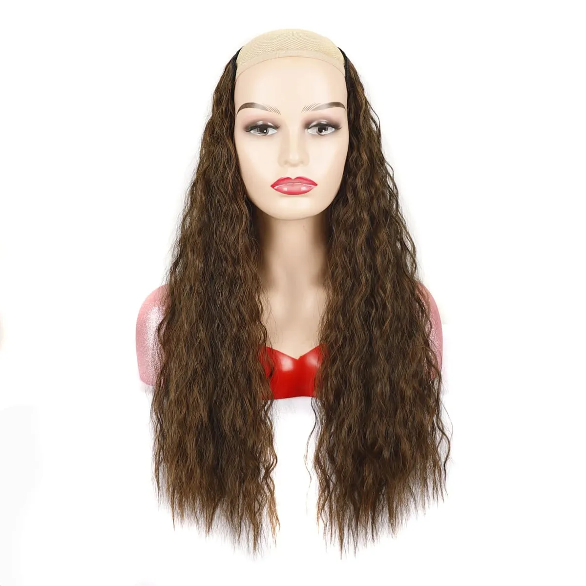 Synthetic Curly Hair Extensions Clip in One Piece 4Clips Deep Wave Long Hairpieces for Women Daily Use Party Hair Accessory