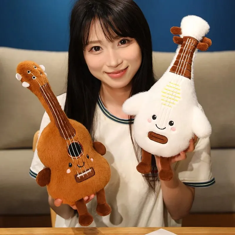 New Musical Instrument Doll Piano Pipa Pillow Cushion Brown Guitar Drum Plush Toy Cute Kawaii Birthday Gift Children Home Decor