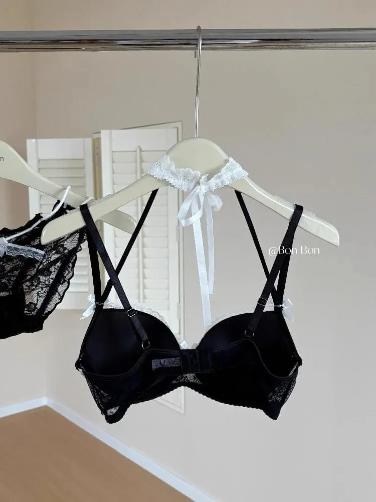 French Lace Push Up Lingerie Set for Women Sexy Deep Plunge Demi Bra Gather Small Bust Big Look Daily Comfort Wear S-XL