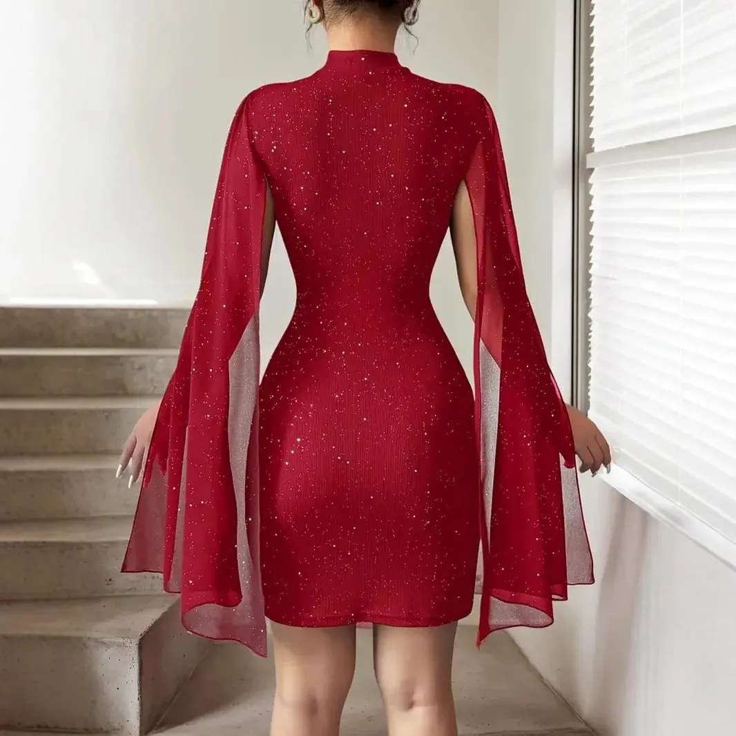Women's Package Hip Mini Dress New Spring Summer Fahsion Elegant O Neck Solid Casual Holiday Party Dresses For Women Robe Femme — image 5